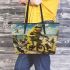 yellow grinchy with black sunglass ride bike Leather Tote Bag