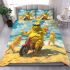 Yellow grinchy with black sunglass ride motorbike bedding set