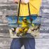 yellow grinchy with black sunglass ride motorbike Leather Tote Bag