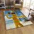 Yellow grinchy with black sunglass with coconut area rug