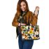 Flowers in the style of maru aronson Leather Tote Bag, Totes, Crossbody, Purse: Bag Gift Idea for Girlfriend, Sitter, Birthday, Women ,Daughter, Mama, Ladies