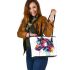 Abstract colorful horse head leather tote bag