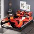 Abstract composition of geometric shapes in red bedding set