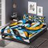 Abstract graffiti shapes and lines in blue bedding set