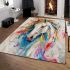 Abstract painting of a white horse area rugs carpet