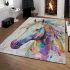 Abstract painting of a white horse area rugs carpet