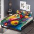 Abstract painting of colorful abstract shapes bedding set