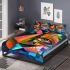 Abstract painting of fish vibrant colors geometric bedding set