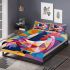 Abstract rooster colorful geometric abstract minimalist bedding set