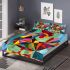 Abstract rooster colorful geometric abstract minimalist bedding set