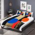 Abstract shapes contrasting colors of black and gold bedding set