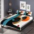 Abstract shapes contrasting colors of black and gold bedding set