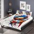 Abstract with shapes and lines in bold colors like blue bedding set