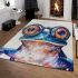 Acrylic painting of a funny frog wearing big glasses area rugs carpet