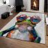 Acrylic painting of a funny frog wearing big glasses area rugs carpet