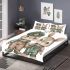 Adorable happy baby bunny couple in green bedding set