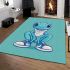 Adorable sitting blue tree frog wearing sneakers area rugs carpet