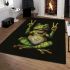 Adorable smiling green frog sitting area rugs carpet