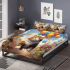 Adventurous cat amid colorful balloons bedding set