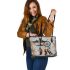 Airplan and dream catcher leather tote bag