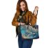 Airplan and dream catcher leather tote bag