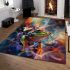 An abstract digital art piece featuring vibrant colors and shapes area rugs carpet