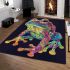An illustration of a psychedelic frog area rugs carpet