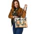 An impressionist painting of three horses leather tote bag
