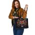 Angry tiger with dream catcher leather tote bag