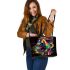 Animated horse with vibrant colors and dynamic strokes leather tote bag