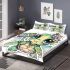 Baby turtle with big eyes wearing boho jewelry and flowers bedding set