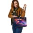 Beautiful colorful fantasy horse with long hair leather tote bag