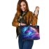 Beautiful colorful horse with long hair leather tote bag