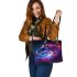 Beautiful colorful horse with long hair leather tote bag