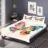 Beautiful colorful watercolor illustration of an abstract butterfly bedding set