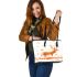 Beautiful deer autumn leaves flying leather totee bag