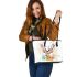 Beautiful deer head watercolor splashes of paint leather totee bag