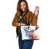 Beautiful deer portrait watercolor splatter leather totee bag