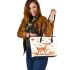 Beautiful deer with autumn leaves leather totee bag