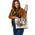 Beautiful elegant horse with native american feather headdress leather tote bag