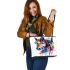 Beautiful horse with head feathers leather tote bag