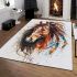 Beautiful painting of an indian horse with feathers area rugs carpet