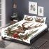 Beautiful realistic deer with flowers and christmas elements bedding set