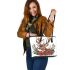 Beautiful realistic deer with flowers and christmas elements leather totee bag