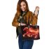 Beautiful red horse with long mane leather tote bag