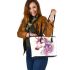 Beautiful unicorn white space around the edges leather tote bag