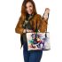 Beautiful watercolor colorful horse leather tote bag