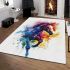 Beautiful watercolor colorful horse area rugs carpet