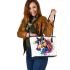 Beautiful watercolor colorful horse leather tote bag