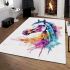 Beautiful watercolor colorful horse area rugs carpet